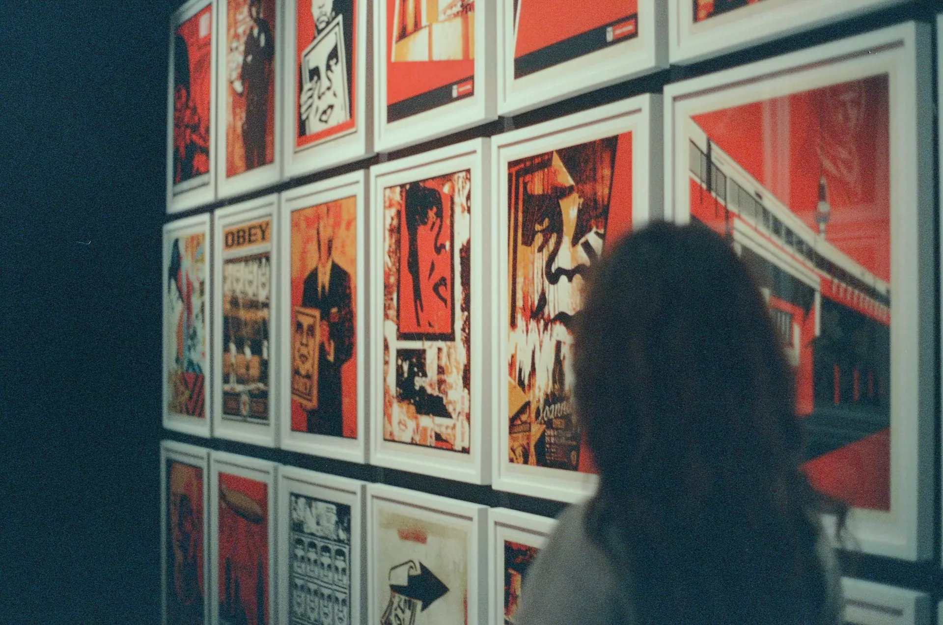Framed photographic prints arranged as a gallery wall in a bright interior.